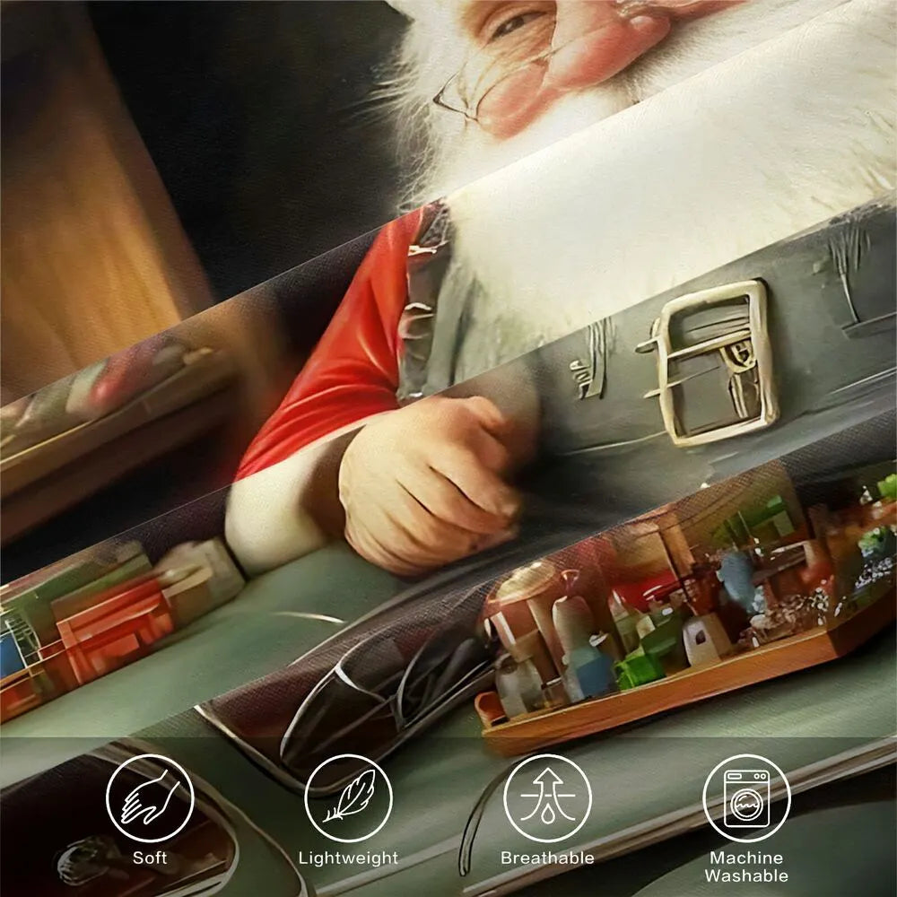 Christmas Gift Retro Santa with Vintage Car Festive Bedding Set