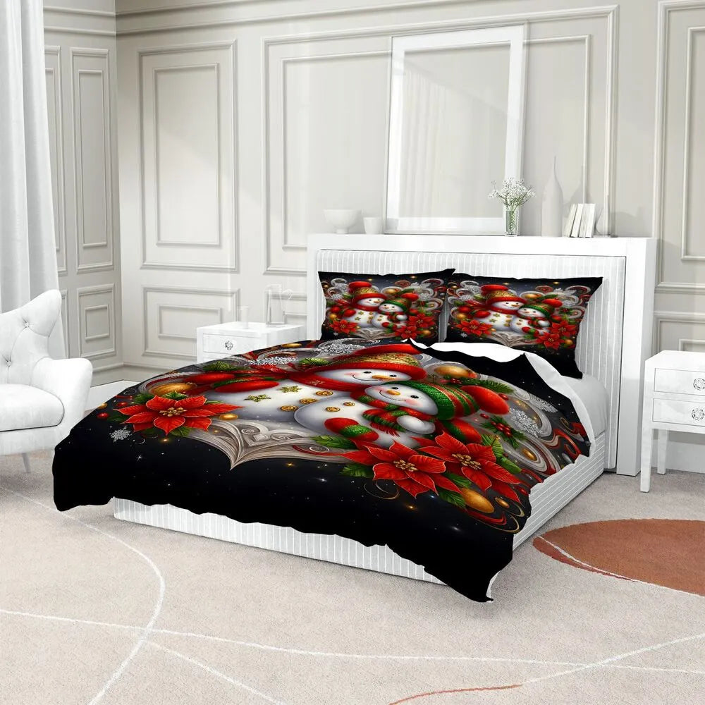 Christmas Gift Snowman Couple Festive Bedding Set