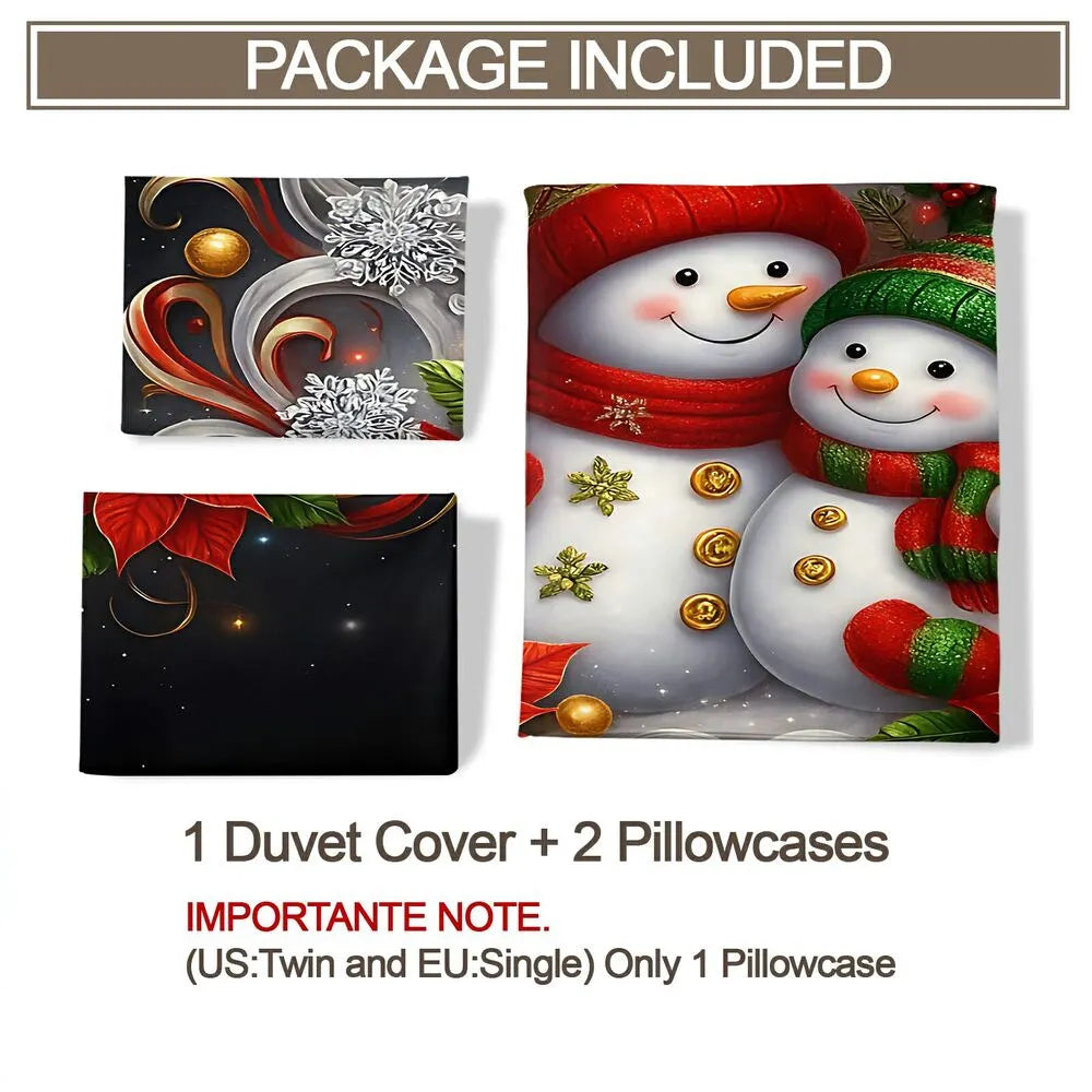 Christmas Gift Snowman Couple Festive Bedding Set