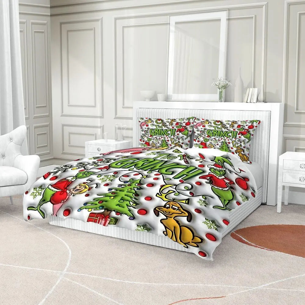 Christmas Gift The Grinch Collage Festive Bedding Set