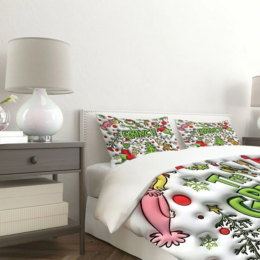 Christmas Gift The Grinch Collage Festive Bedding Set
