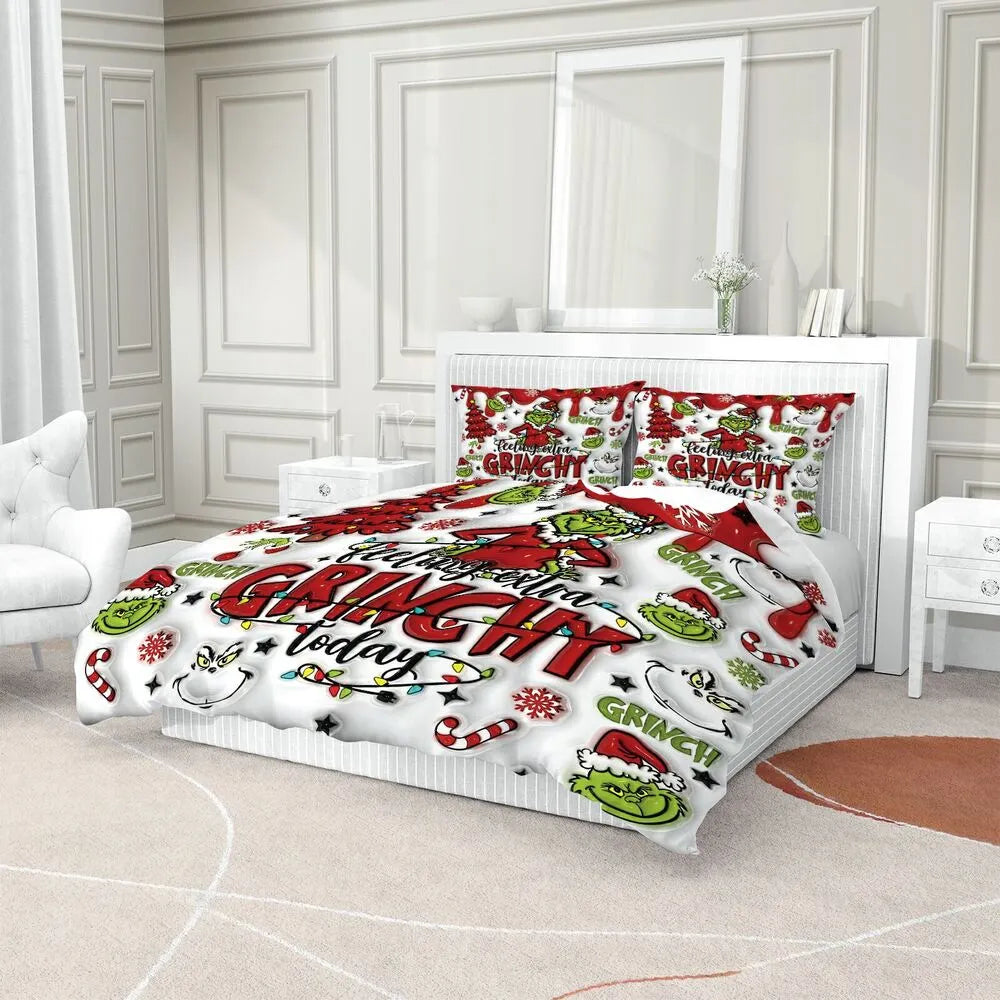 Christmas Gift The Grinch "Feeling Extra Grinchy" Festive Bedding Set