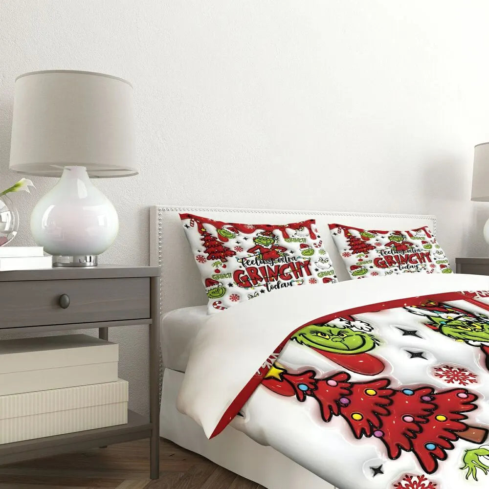 Christmas Gift The Grinch "Feeling Extra Grinchy" Festive Bedding Set