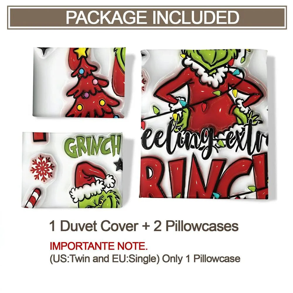 Christmas Gift The Grinch "Feeling Extra Grinchy" Festive Bedding Set