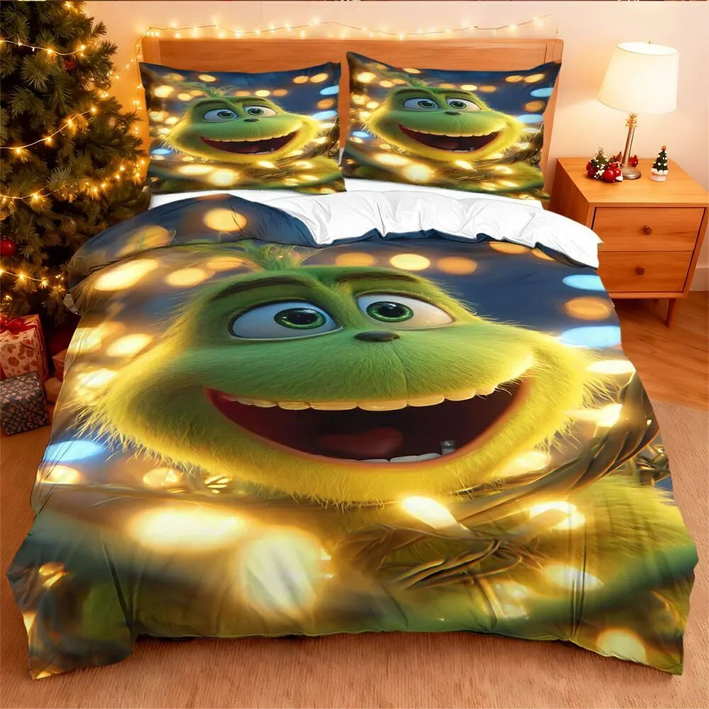 Christmas Gift The Grinch Festive Lights Bedding Set