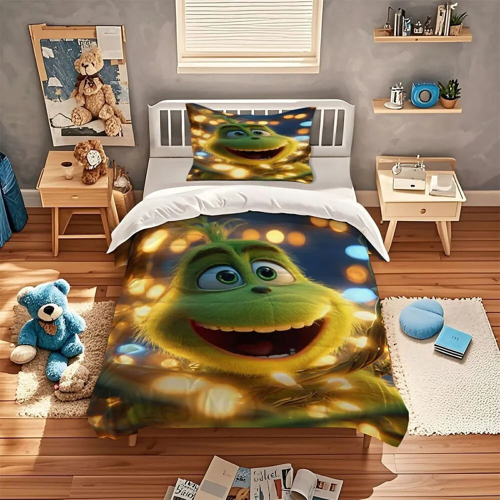 Christmas Gift The Grinch Festive Lights Bedding Set
