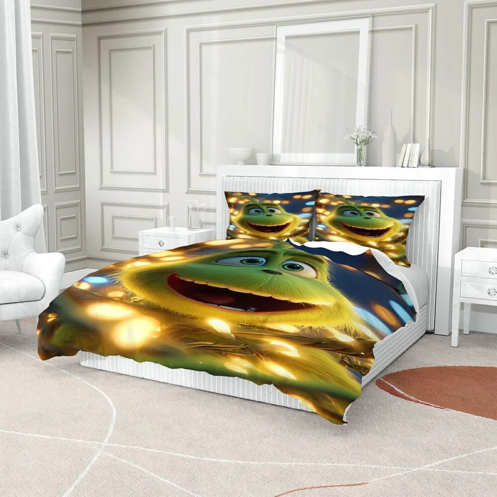 Christmas Gift The Grinch Festive Lights Bedding Set