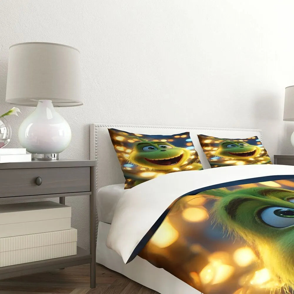 Christmas Gift The Grinch Festive Lights Bedding Set