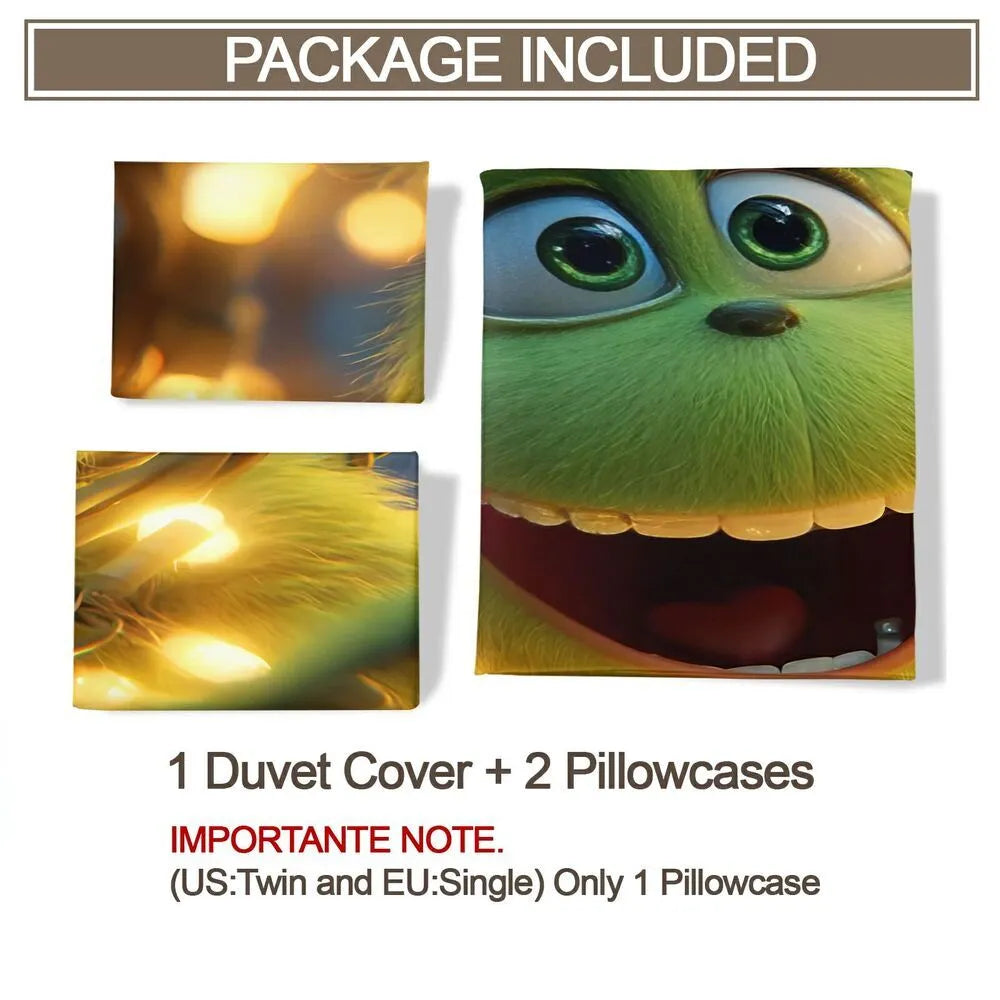 Christmas Gift The Grinch Festive Lights Bedding Set
