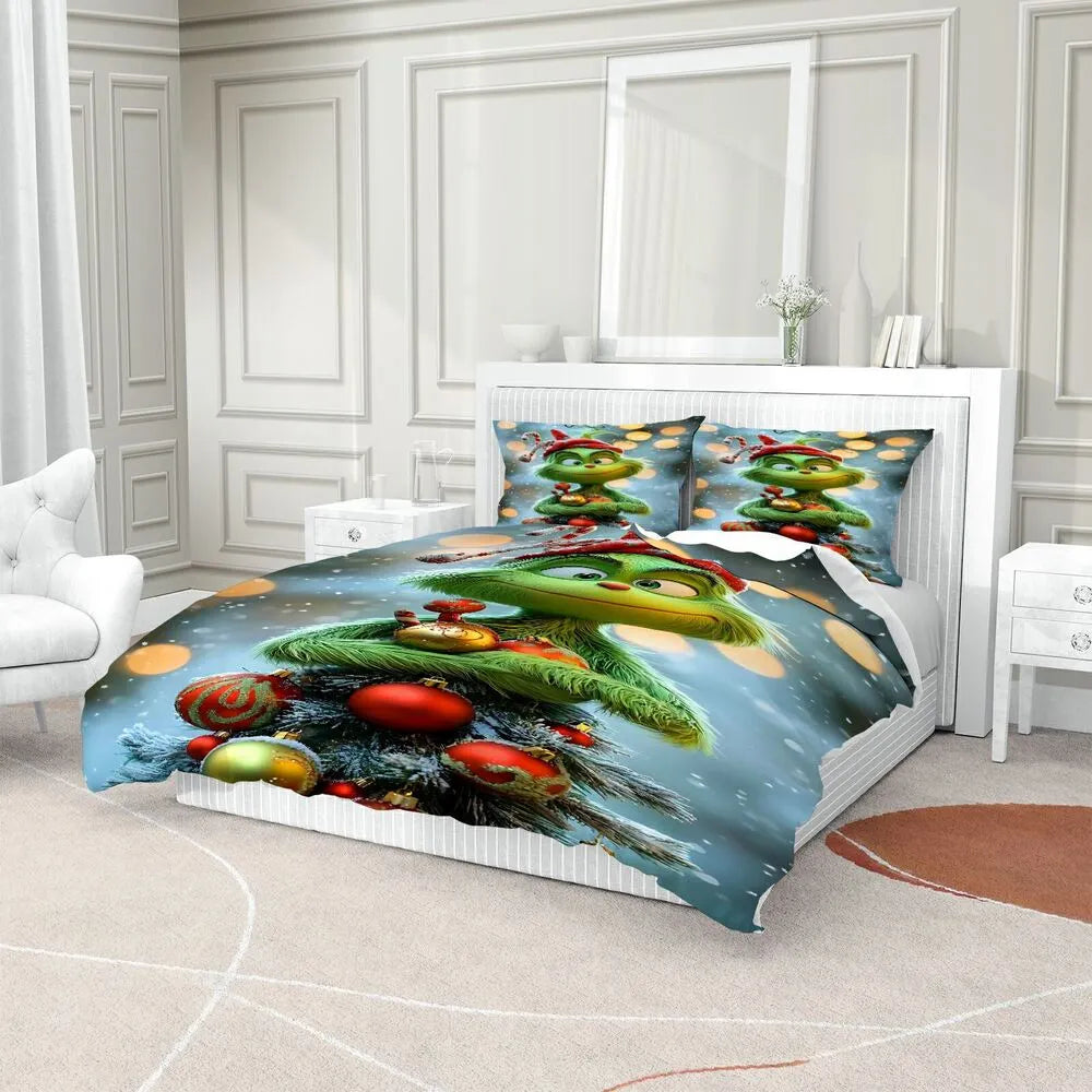 Christmas Gift The Grinch Ornament Festive Bedding Set