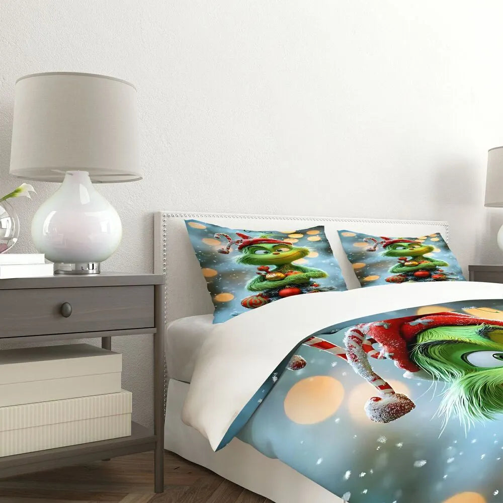 Christmas Gift The Grinch Ornament Festive Bedding Set