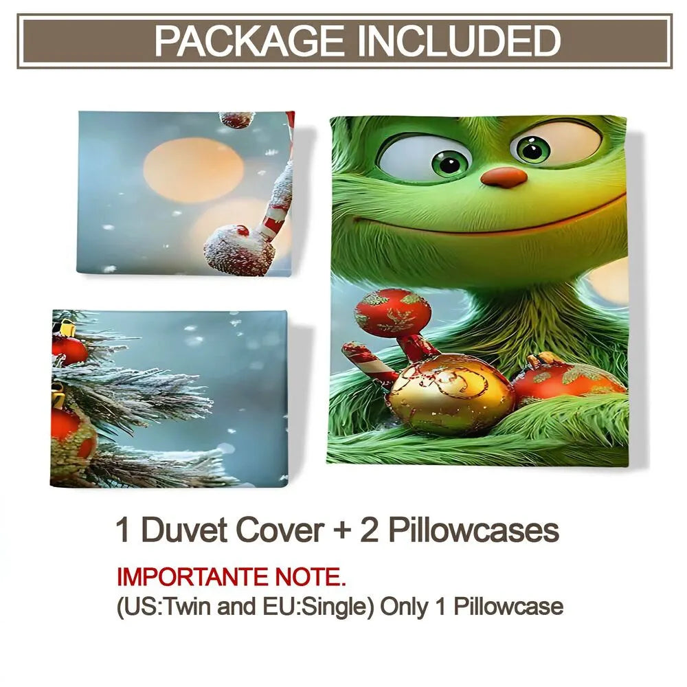 Christmas Gift The Grinch Ornament Festive Bedding Set