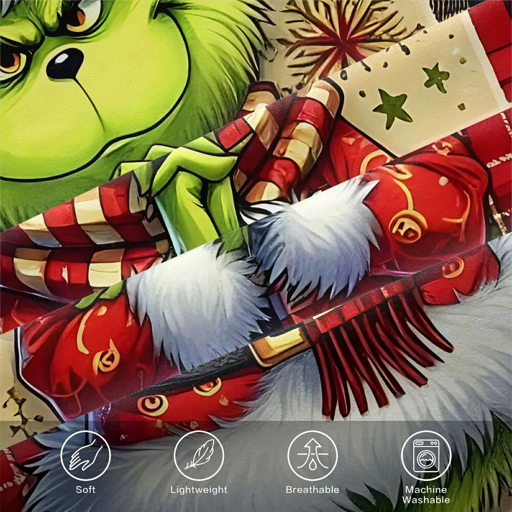 Christmas Gift The Grinch Plaid Festive Bedding Set