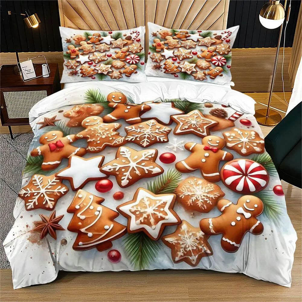 Christmas Gingerbread Cookies Christmas Gift Duvet Cover Set Kids Bedding Set