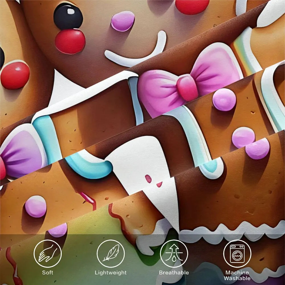 Christmas Gingerbread Couple Rainbow Christmas Gift Duvet Cover Set Kids Bedding Set