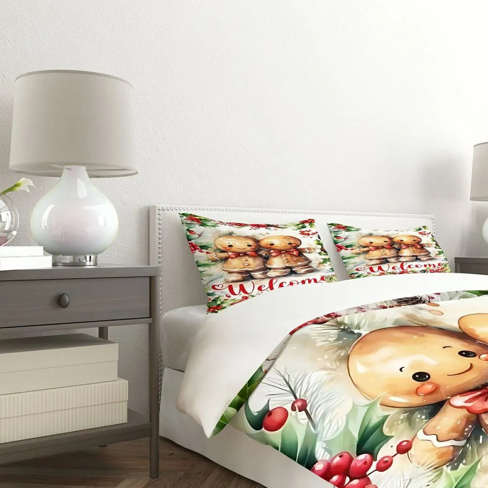Christmas Gingerbread Couple Welcome Christmas Gift Duvet Cover Set Kids Bedding Set