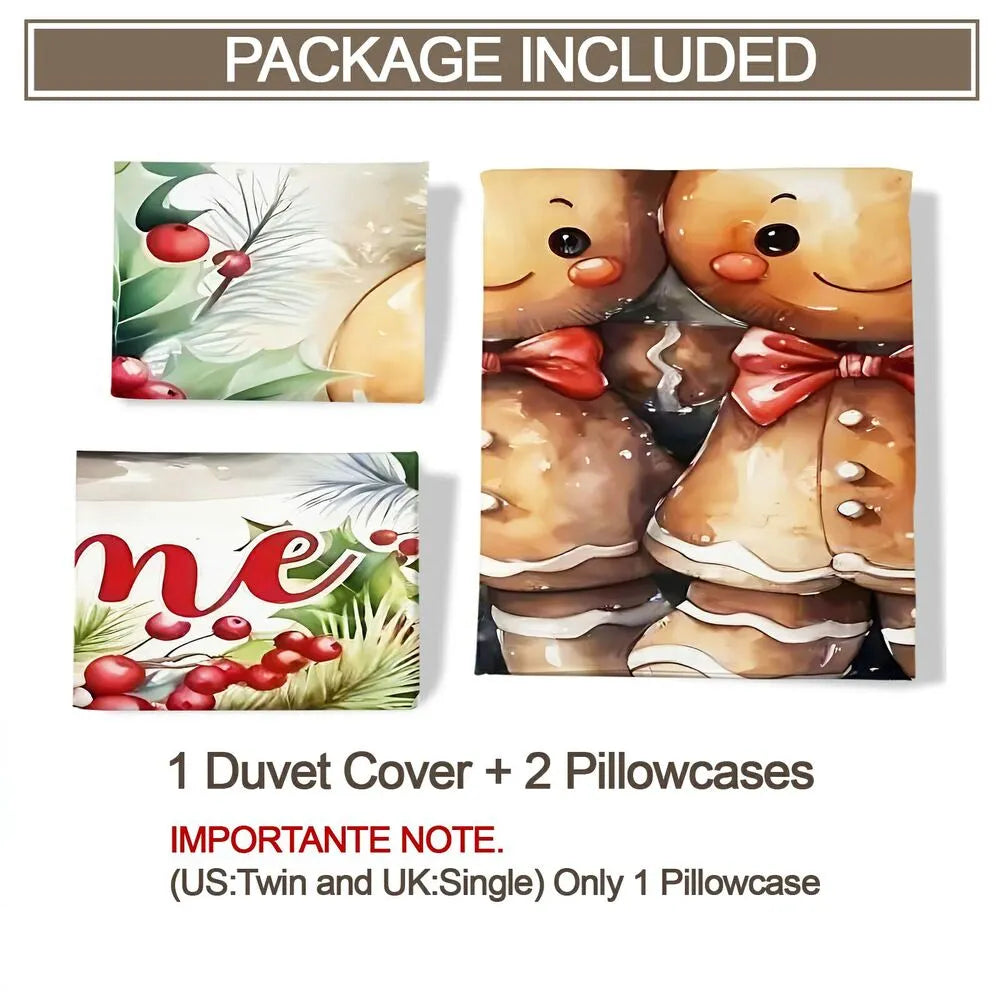 Christmas Gingerbread Couple Welcome Christmas Gift Duvet Cover Set Kids Bedding Set
