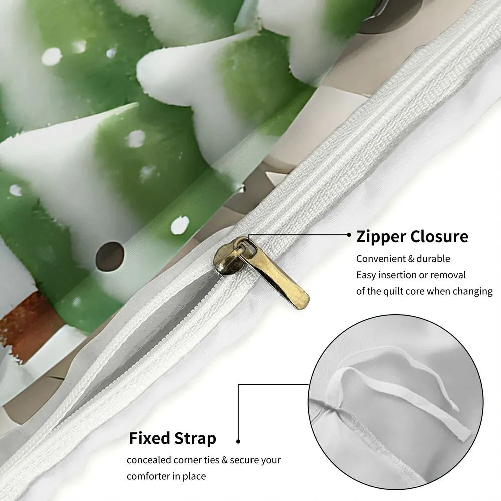 Christmas Gingerbread Family Snow Scene Christmas Gift Duvet Cover Set Kids Bedding Set