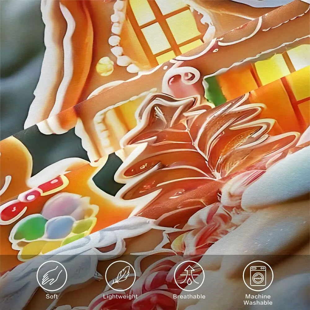 Christmas Gingerbread House And Cookies Christmas Gift Duvet Cover Set Kids Bedding Set