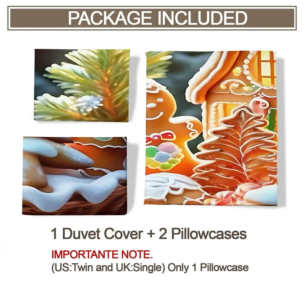 Christmas Gingerbread House And Cookies Christmas Gift Duvet Cover Set Kids Bedding Set