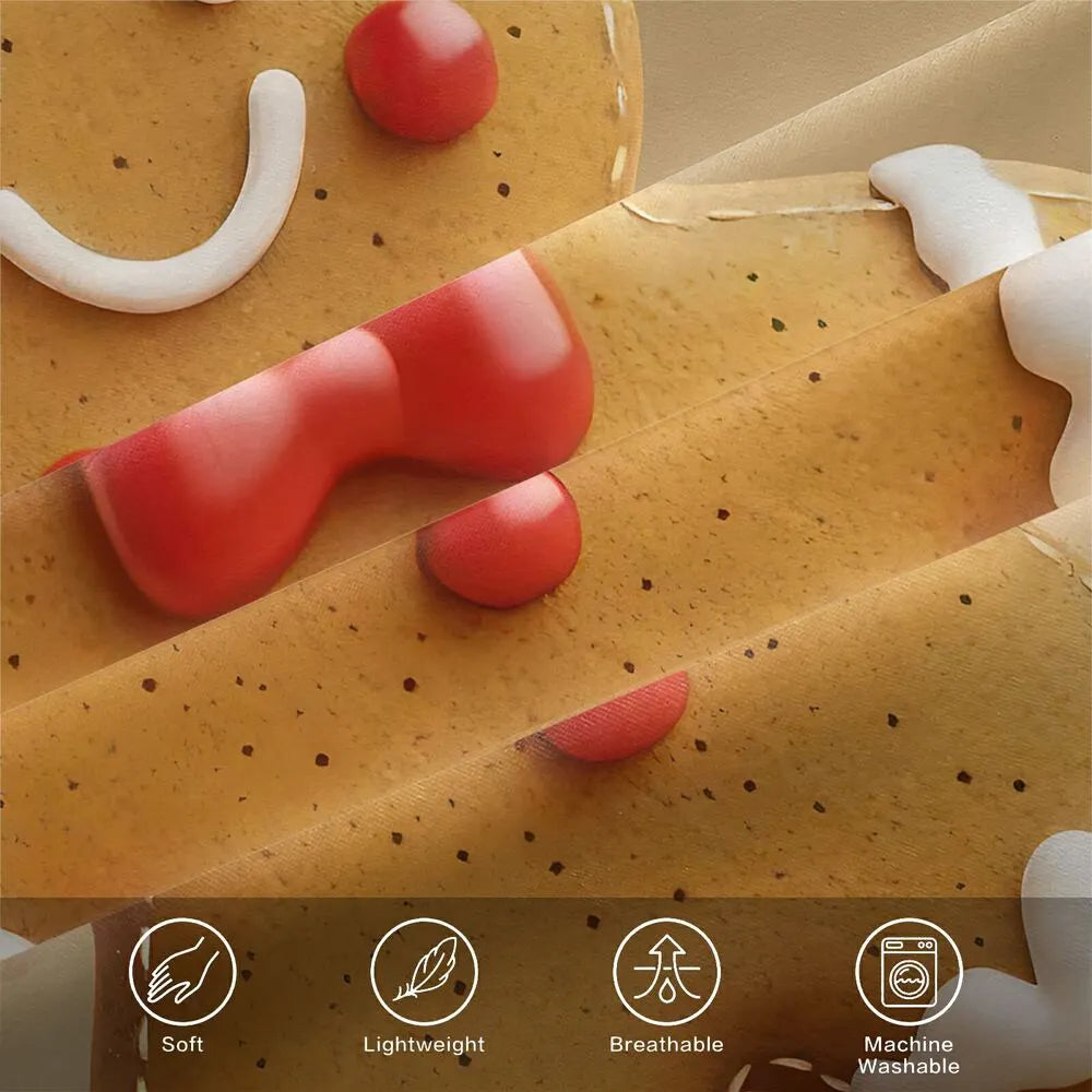 Christmas Gingerbread Man Beige Christmas Gift Duvet Cover Set Kids Bedding Set