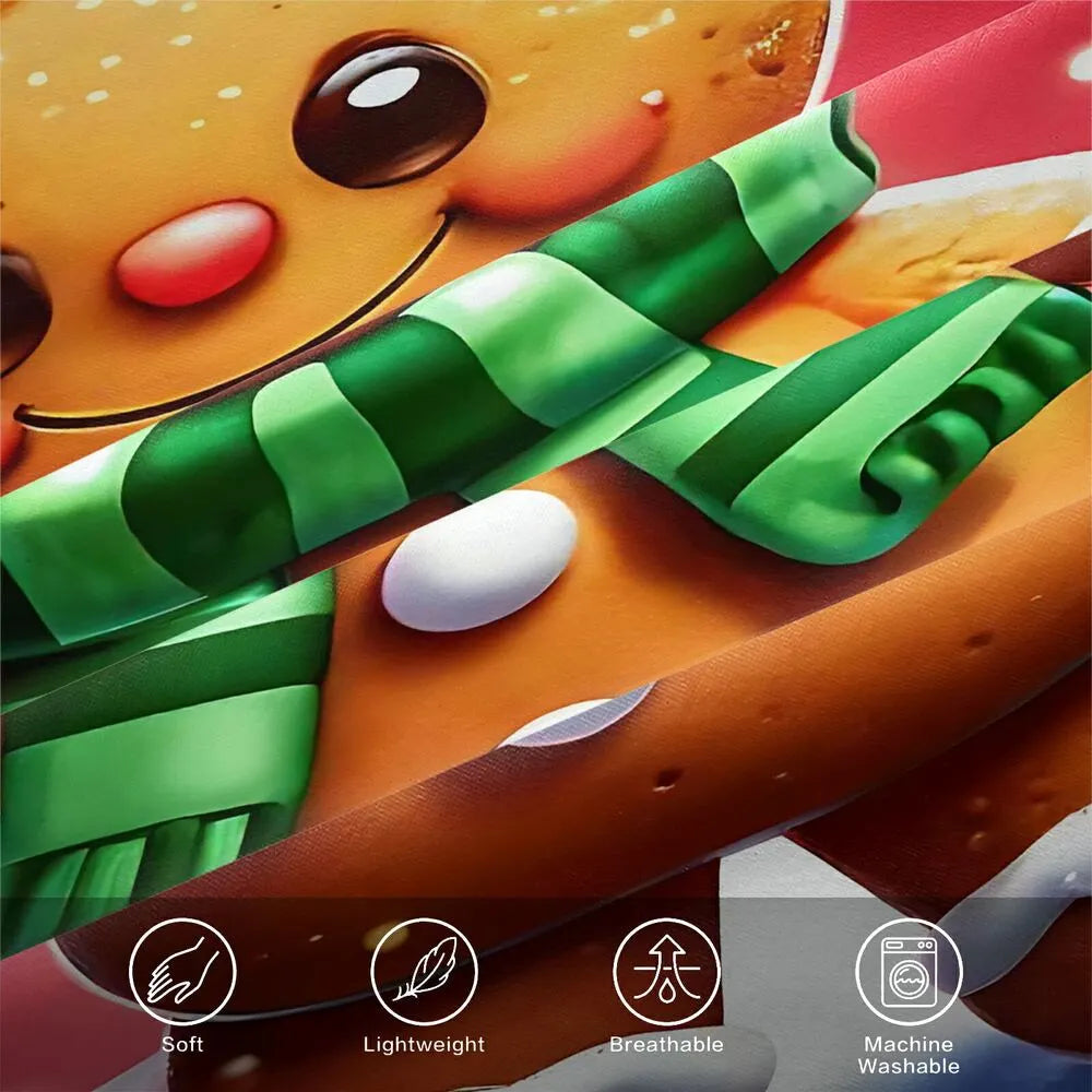 Christmas Gingerbread Man Candy Cane Christmas Gift Duvet Cover Set Kids Bedding Set