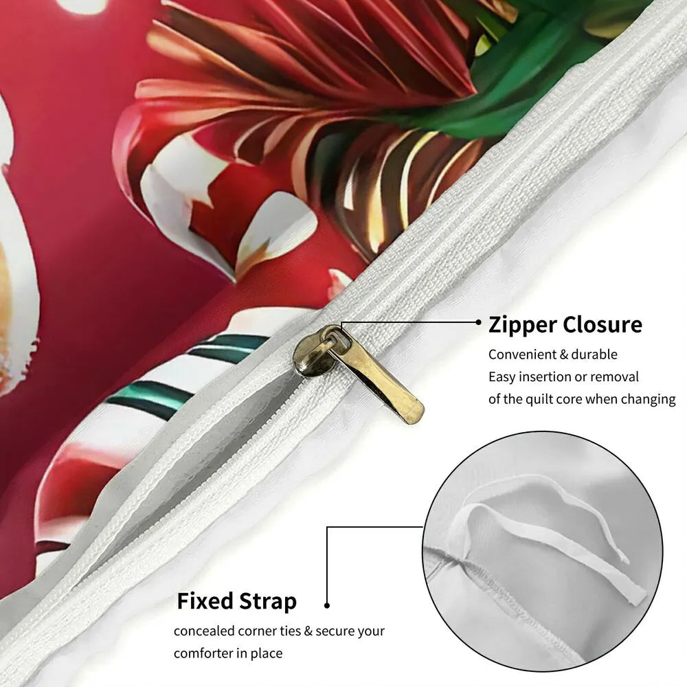 Christmas Gingerbread Man Candy Cane Christmas Gift Duvet Cover Set Kids Bedding Set