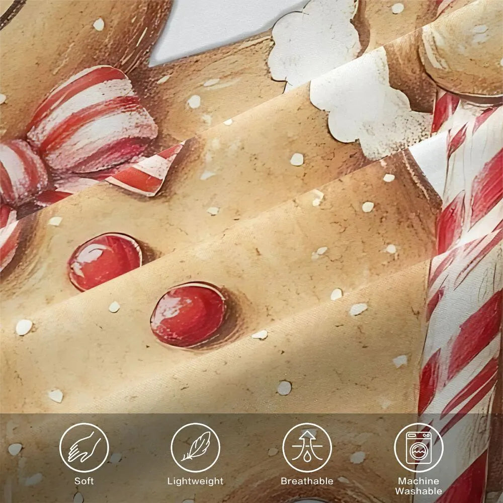 Christmas Gingerbread Man Candy Cane White Christmas Gift Duvet Cover Set Kids Bedding Set