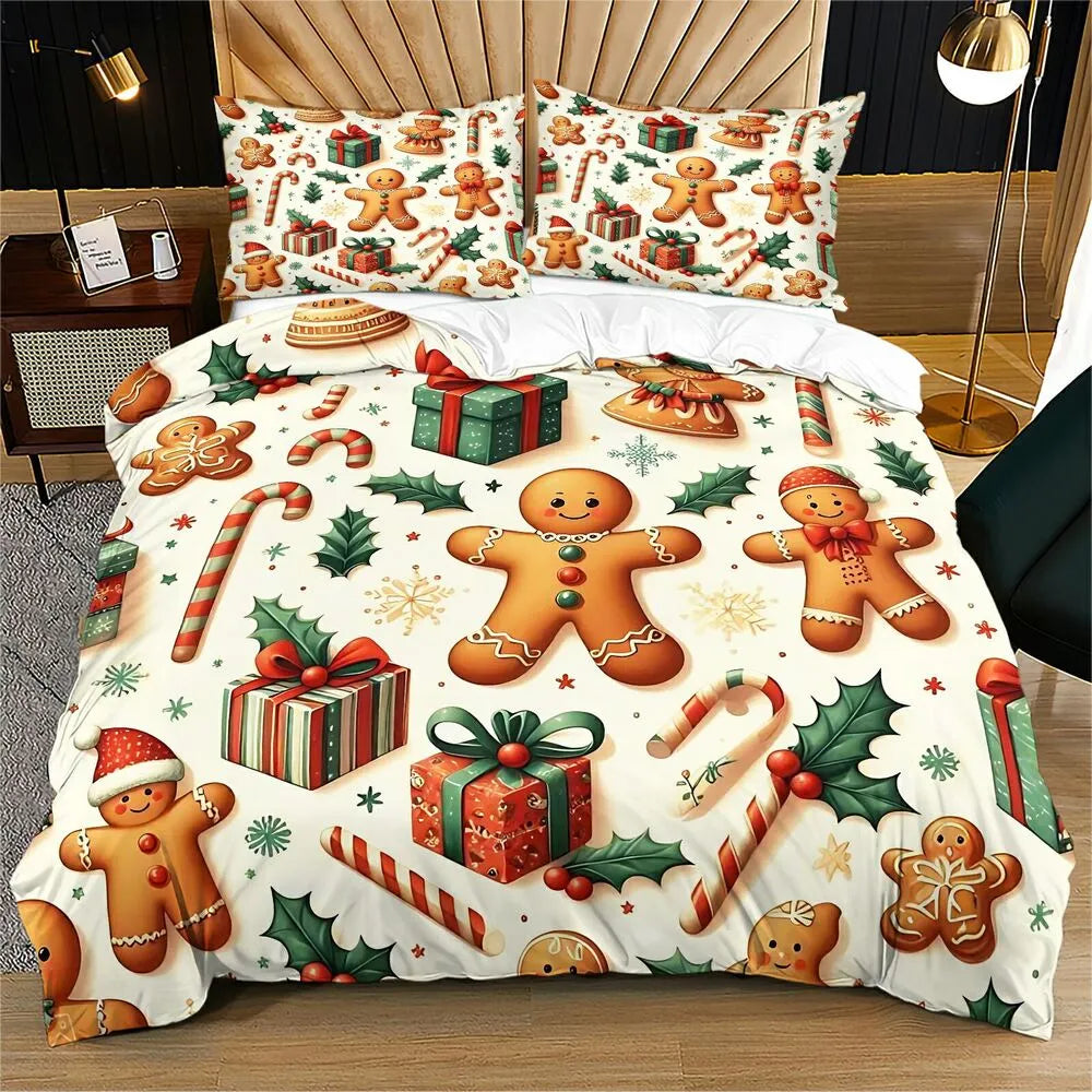 Christmas Gingerbread Man Gifts Christmas Gift Duvet Cover Set Kids Bedding Set