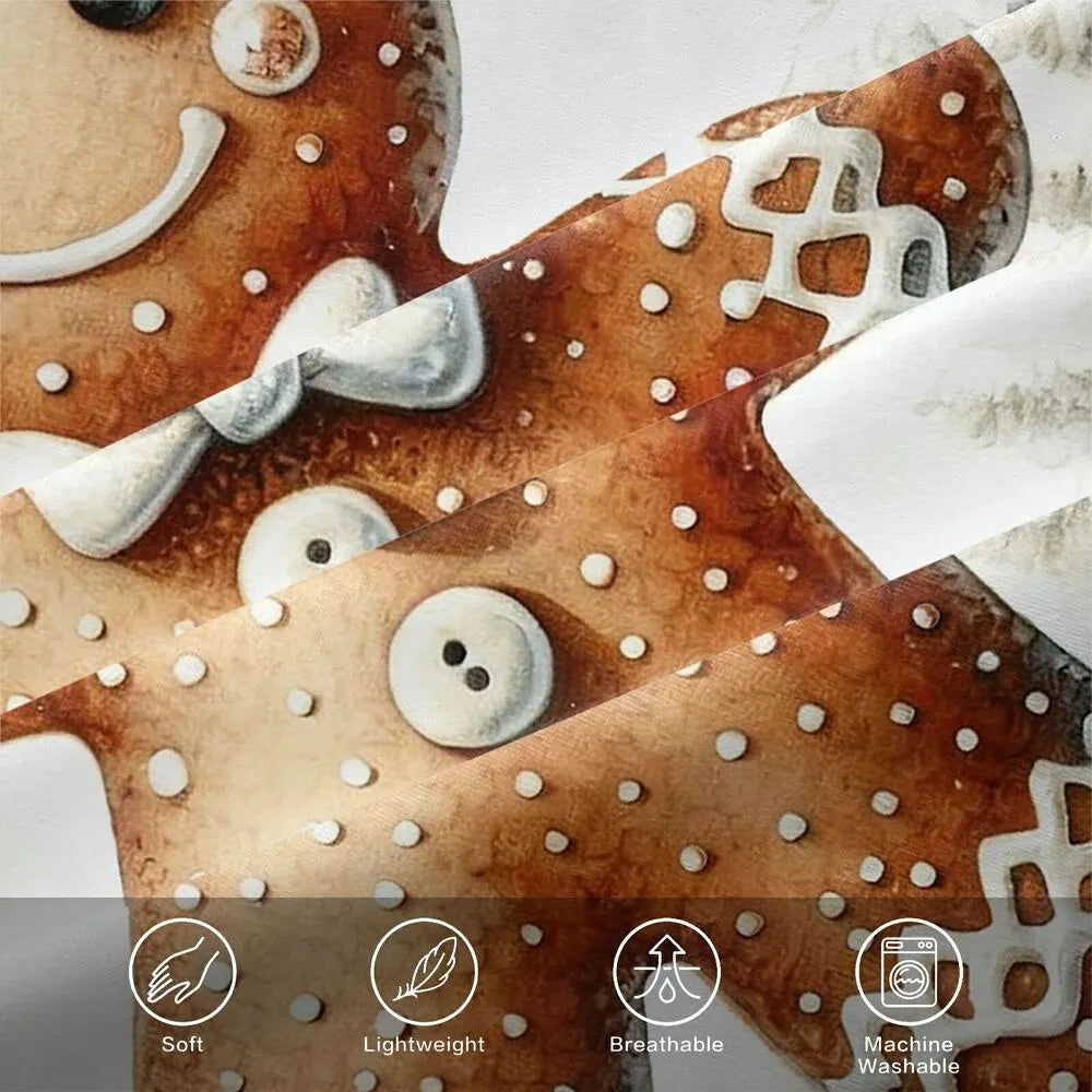 Christmas Gingerbread Man Snowy Scene White Christmas Gift Duvet Cover Set Kids Bedding Set