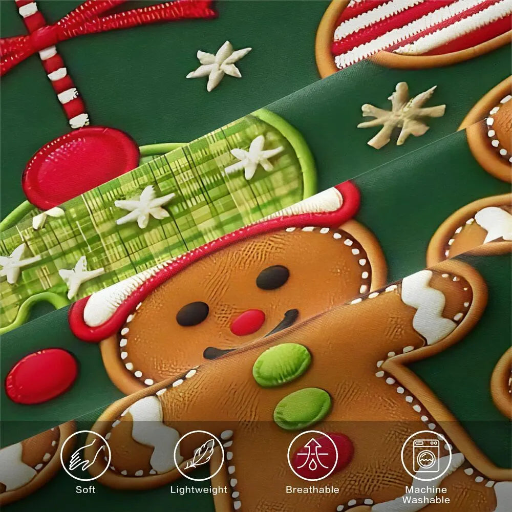 Christmas Gingerbread Men Snowflakes Ornaments Christmas Gift Duvet Cover Set Kids Bedding Set
