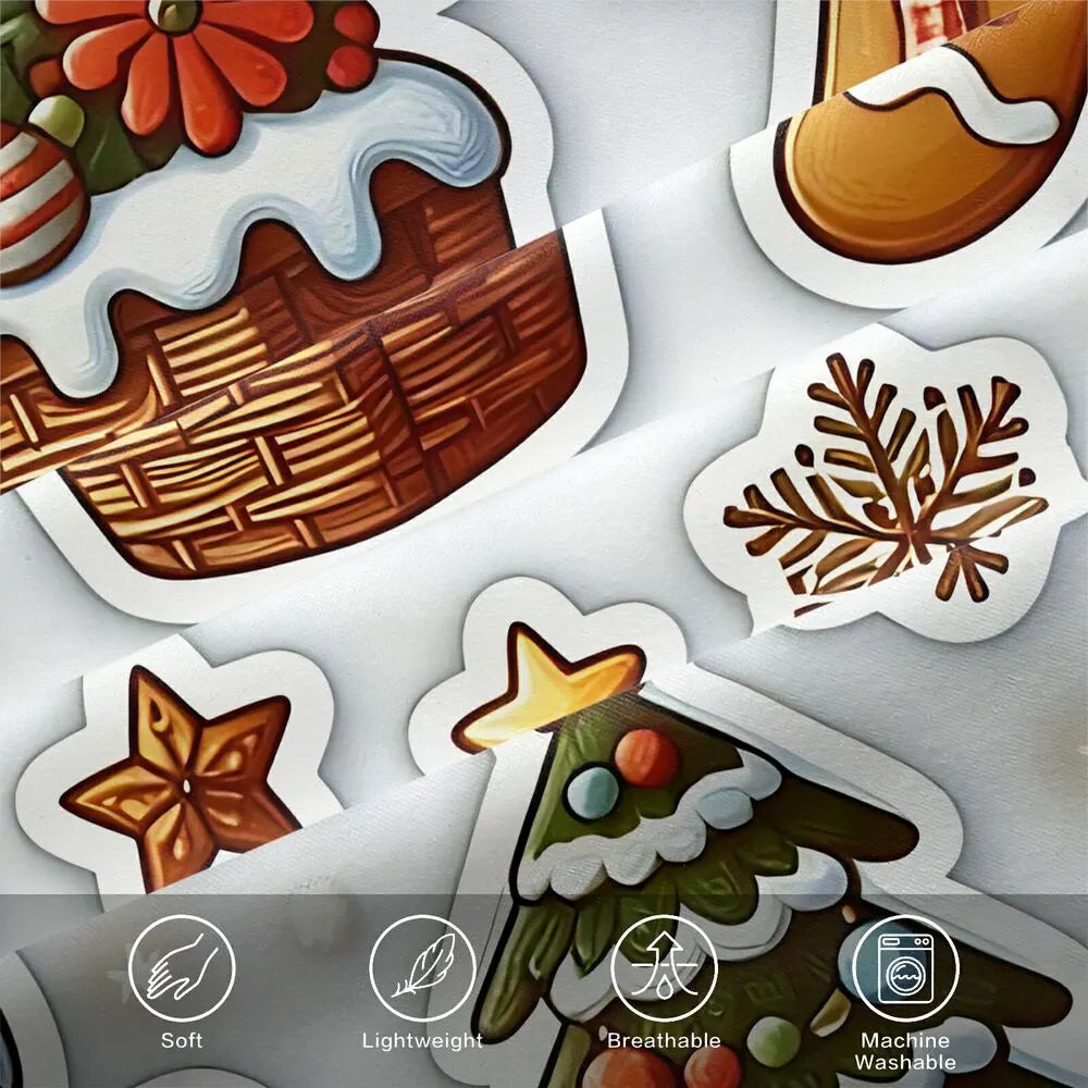 Christmas Gingerbread Santa And Tree Christmas Gift Duvet Cover Set Kids Bedding Set