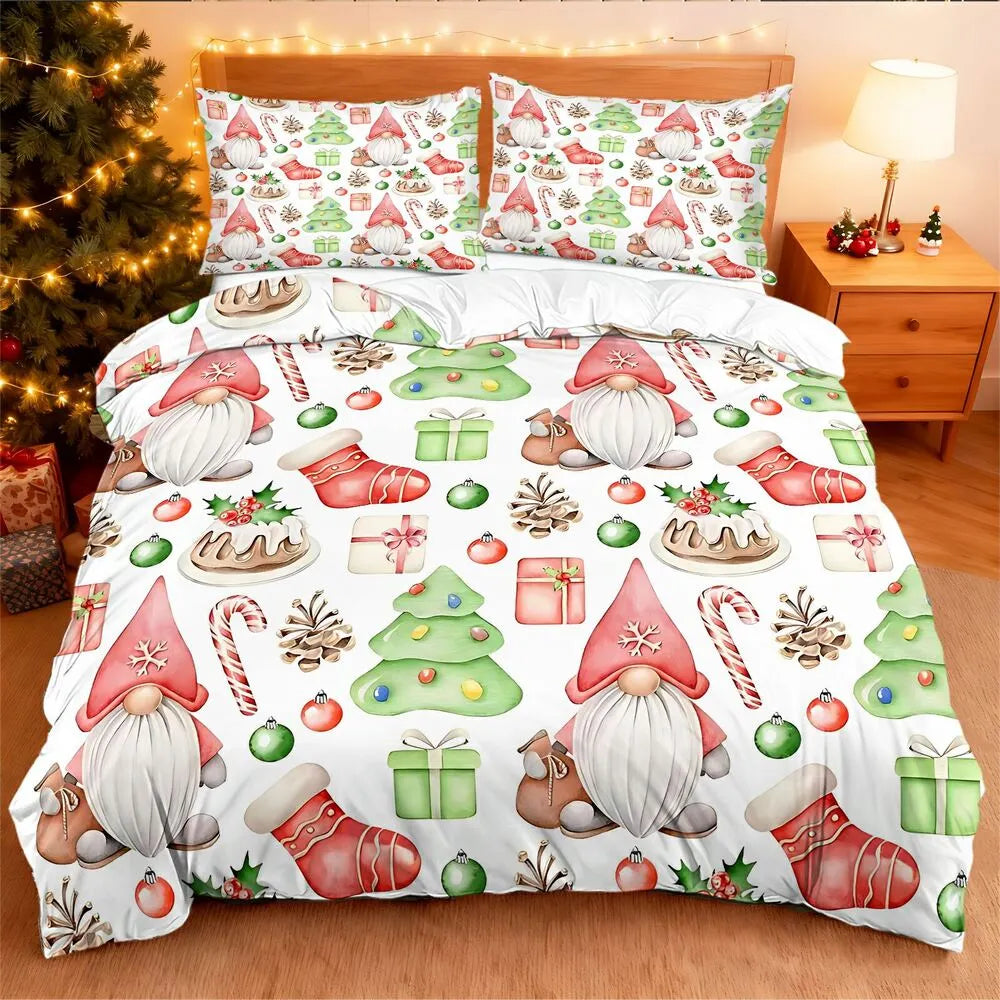 Christmas Gnome Holiday Decor Christmas Gift Duvet Cover Set Kids Bedding Set
