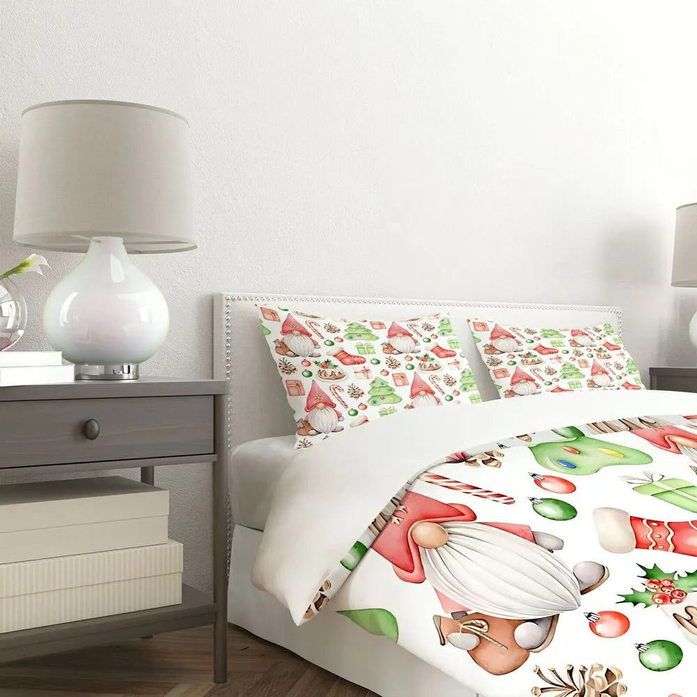 Christmas Gnome Holiday Decor Christmas Gift Duvet Cover Set Kids Bedding Set