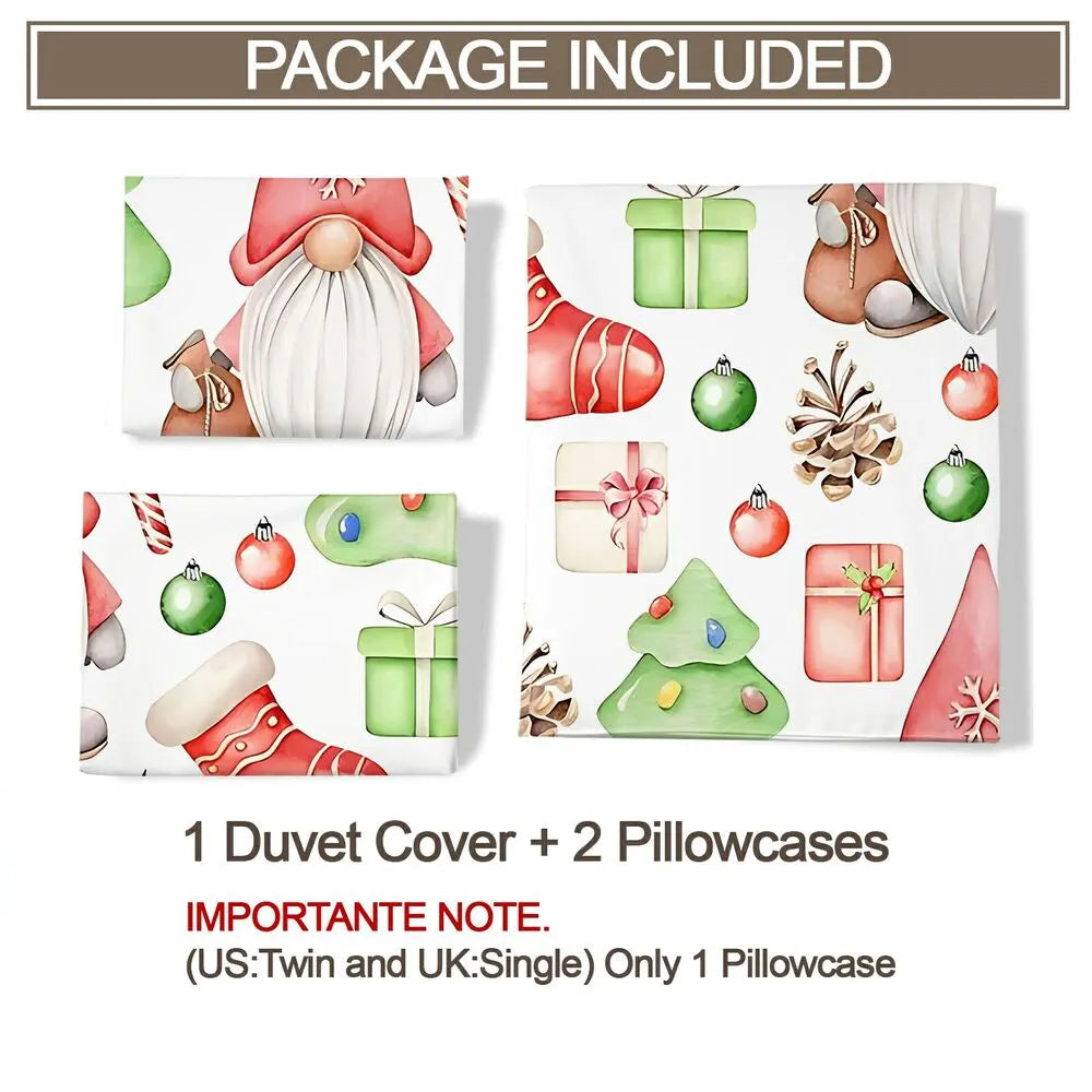 Christmas Gnome Holiday Decor Christmas Gift Duvet Cover Set Kids Bedding Set
