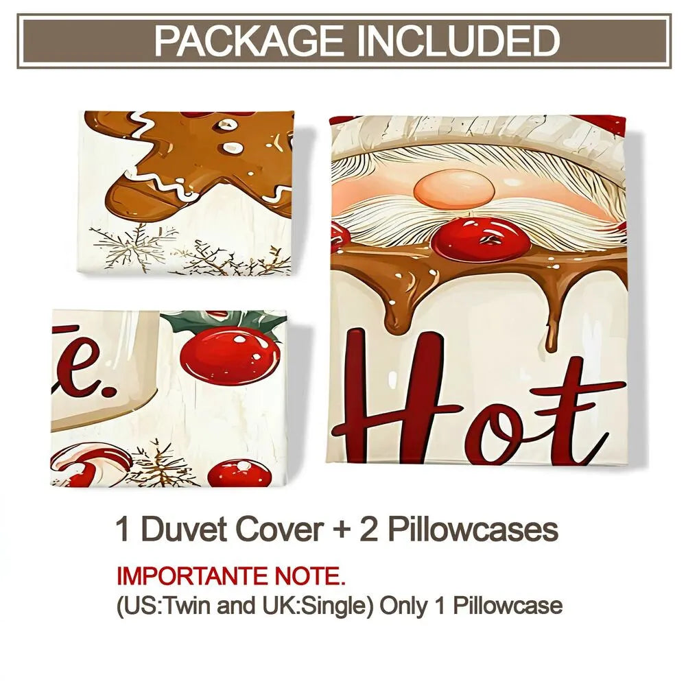 Christmas Gnome Hot Chocolate Christmas Gift Duvet Cover Set Kids Bedding Set