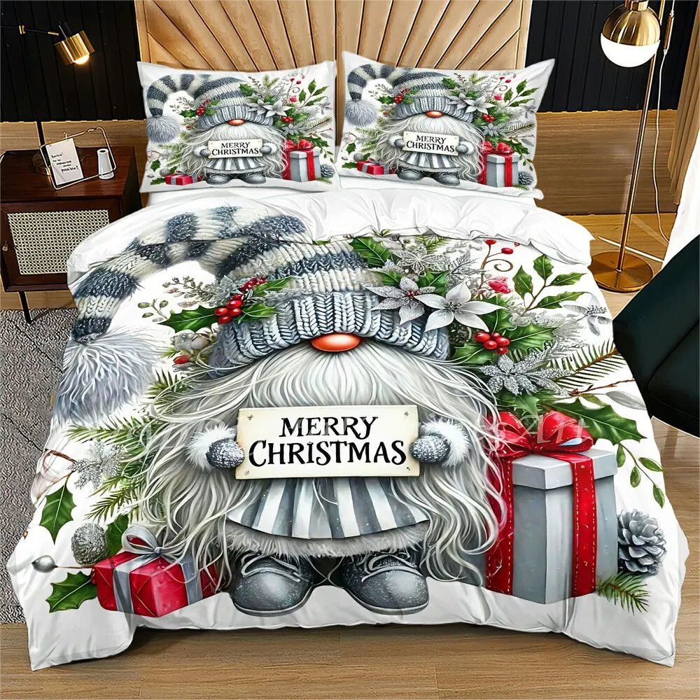 Christmas Gnome Merry Christmas Sign Christmas Gift Duvet Cover Set Kids Bedding Set
