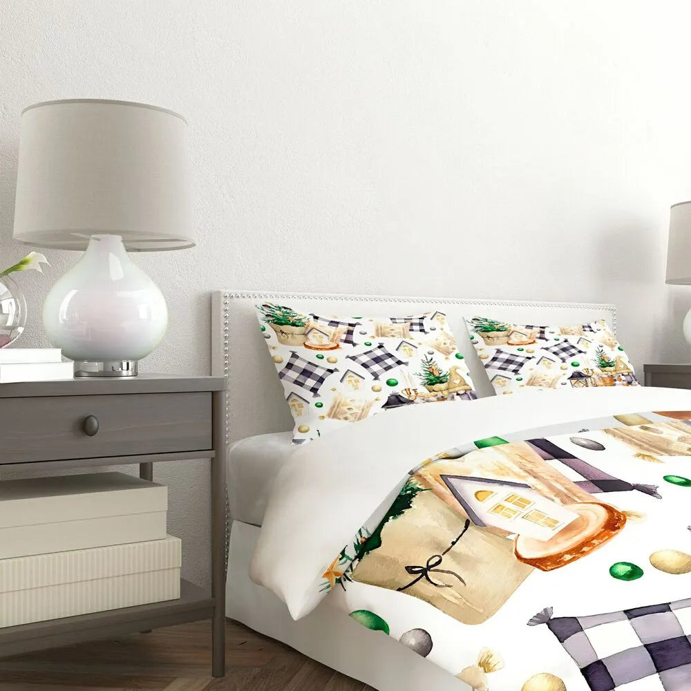 Christmas Gnome Plaid Christmas Gift Duvet Cover Set Kids Bedding Set