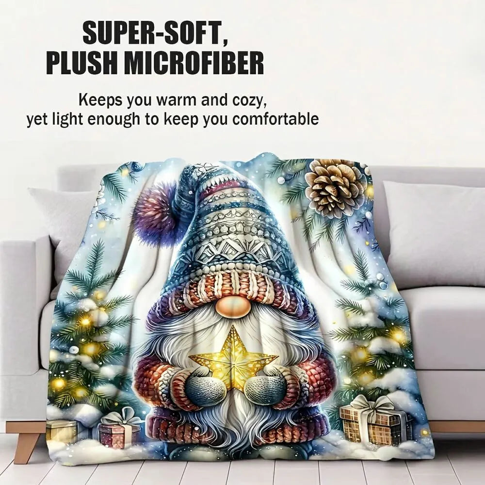 Christmas Gnome with Star Multipurpose Throw Blanket