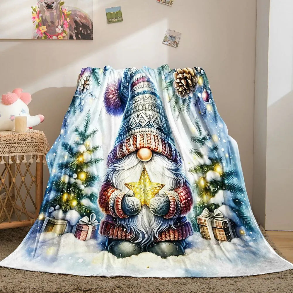 Christmas Gnome with Star Multipurpose Throw Blanket