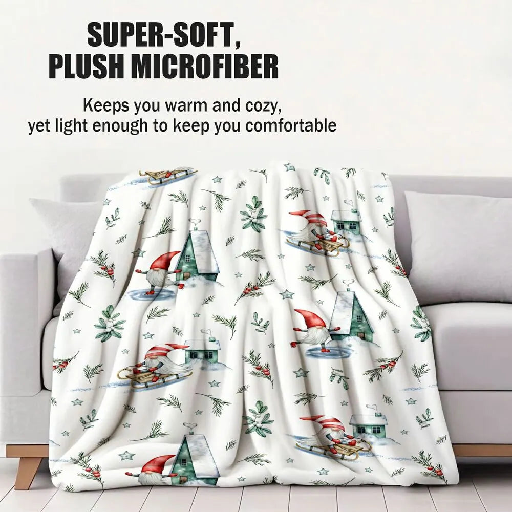 Christmas Gnomes Winter Scene Multipurpose Throw Blanket