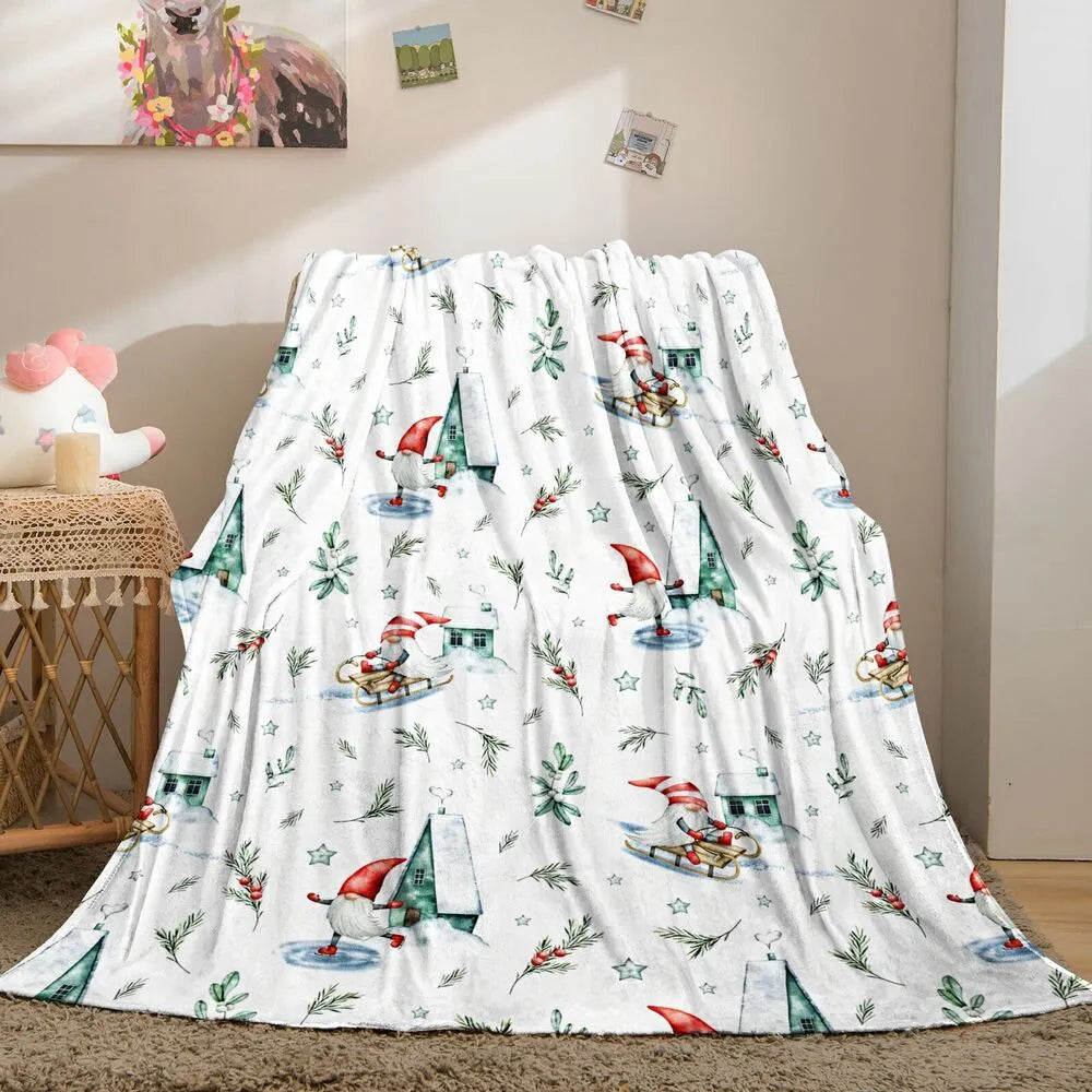 Christmas Gnomes Winter Scene Multipurpose Throw Blanket