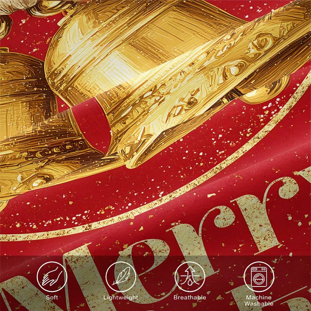 Christmas Golden Bells Merry Christmas Gift Duvet Cover Set Kids Bedding Set