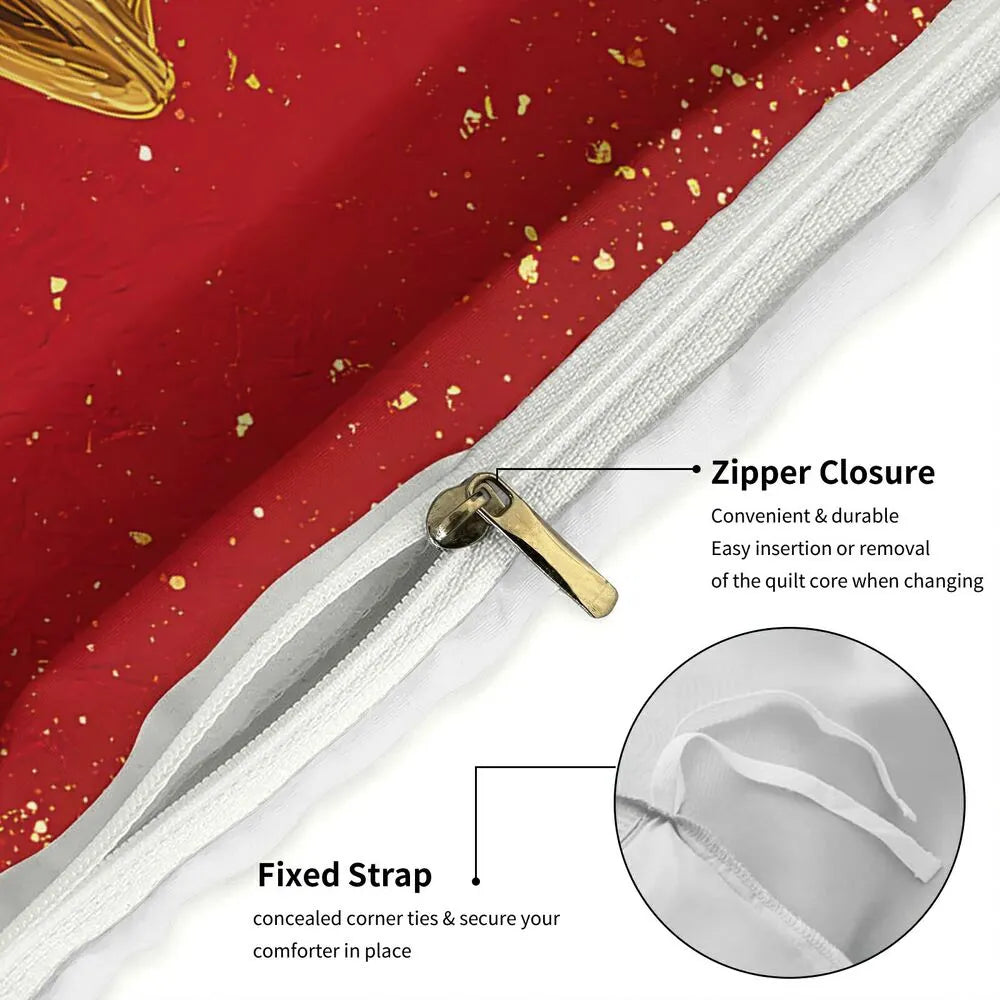 Christmas Golden Bells Merry Christmas Gift Duvet Cover Set Kids Bedding Set