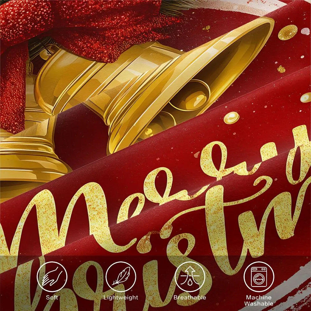 Christmas Golden Bells Merry Christmas Red Christmas Gift Duvet Cover Set Kids Bedding Set