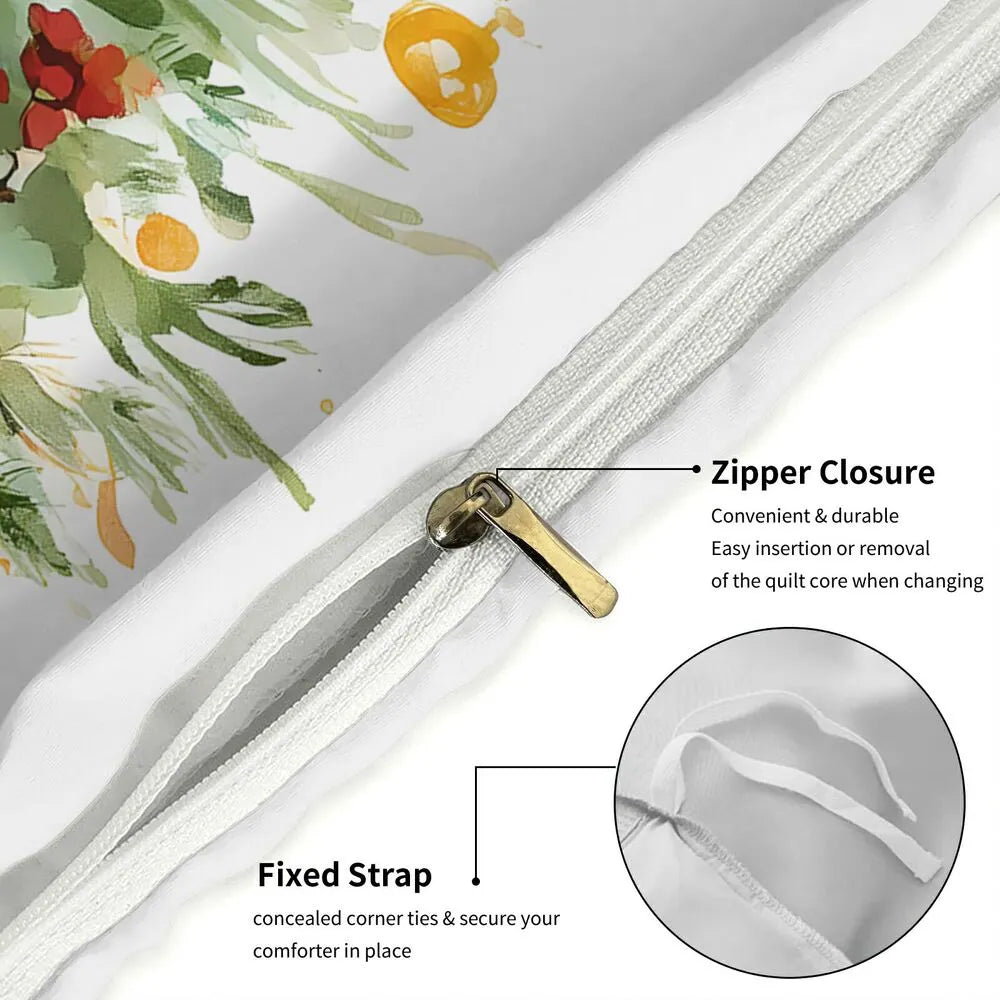 Christmas Golden Retriever Puppies Red Truck Christmas Gift Duvet Cover Set Kids Bedding Set