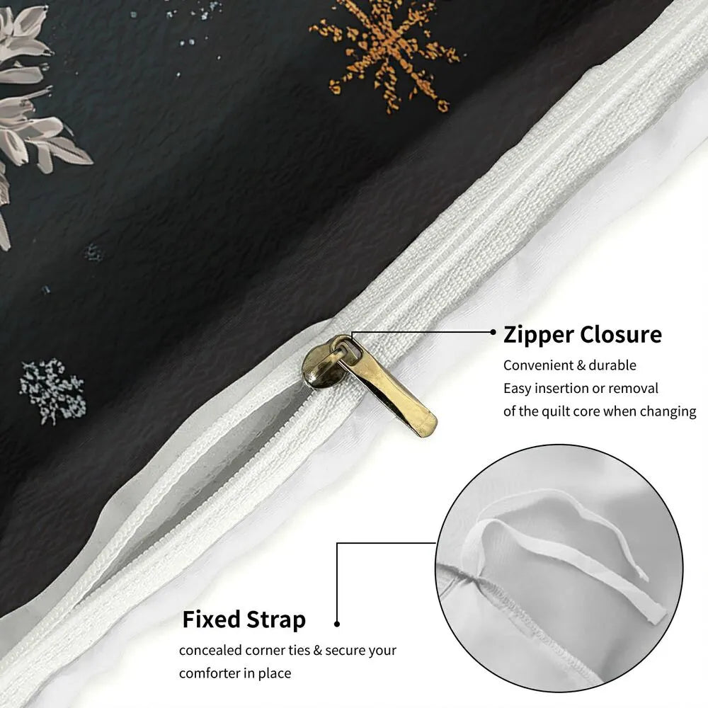 Christmas Golden Tree Merry Christmas Black Christmas Gift Duvet Cover Set Kids Bedding Set