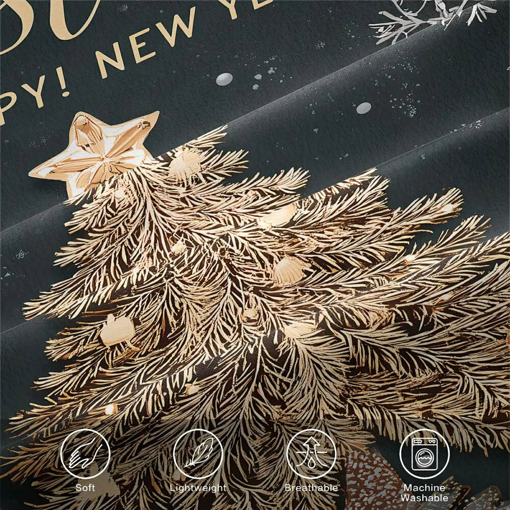 Christmas Golden Tree Merry Christmas Black Christmas Gift Duvet Cover Set Kids Bedding Set