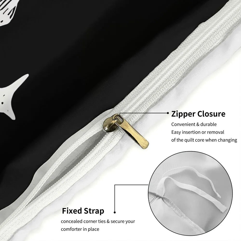 Christmas Gothic Skeleton Hand Bat Black Christmas Gift Duvet Cover Set Kids Bedding Set