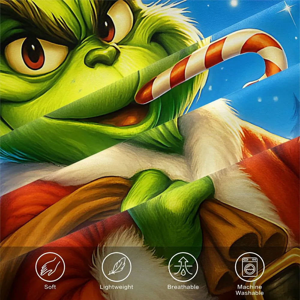 Christmas Grinch Santa With Reindeer Christmas Gift Duvet Cover Set Kids Bedding Set